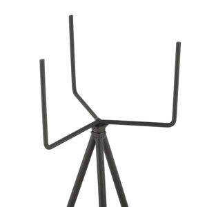 Set di 2 Portavasi in Metallo - Supporto Nero a Treppiedi con Coprivaso a Righe Beige - Portapiante in 2 Misure Diverse 
