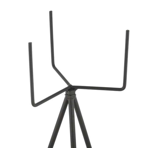 Set di 2 Portavasi in Metallo - Supporto Nero a Treppiedi con Coprivaso a Righe Beige - Portapiante in 2 Misure Diverse 