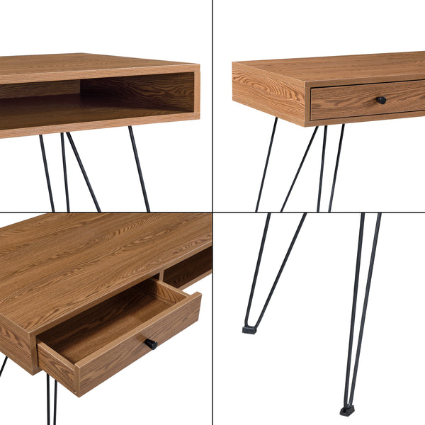 Scrivania Munkfors 75x115x48cm Tonalità legno scuro/Nero en.casa