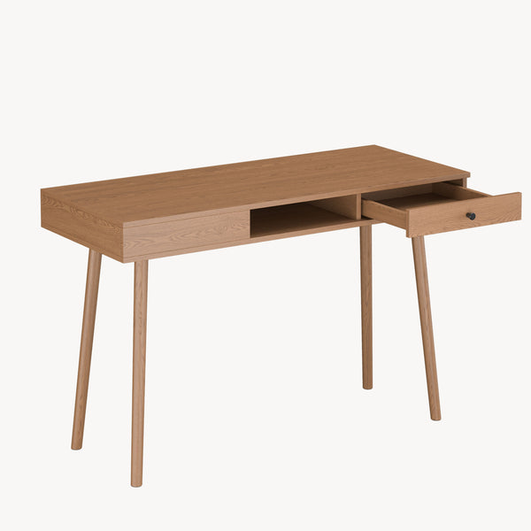 Scrivania Habo con Cassetto e Scomparto Aperto 75 x 115 x 48 cm - Effetto Noce [en.casa]