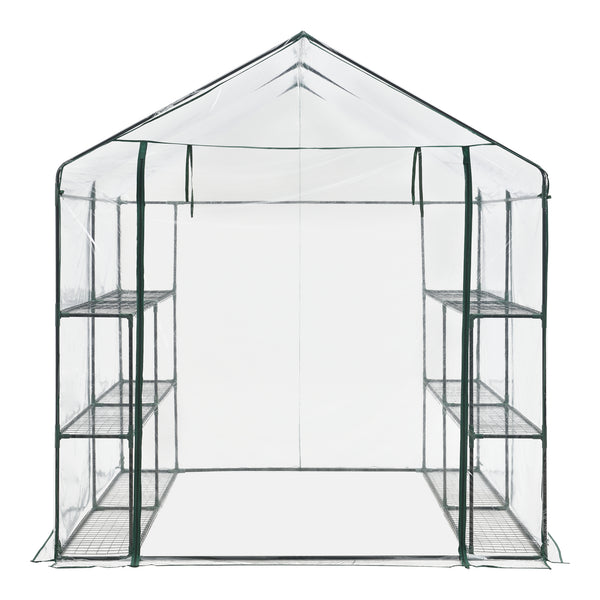 Serra da Giardino 'Grünau' con 6 Ripiani (LxPxA) 200 x 200 x 220 cm - Forma di Casetta [en.casa]