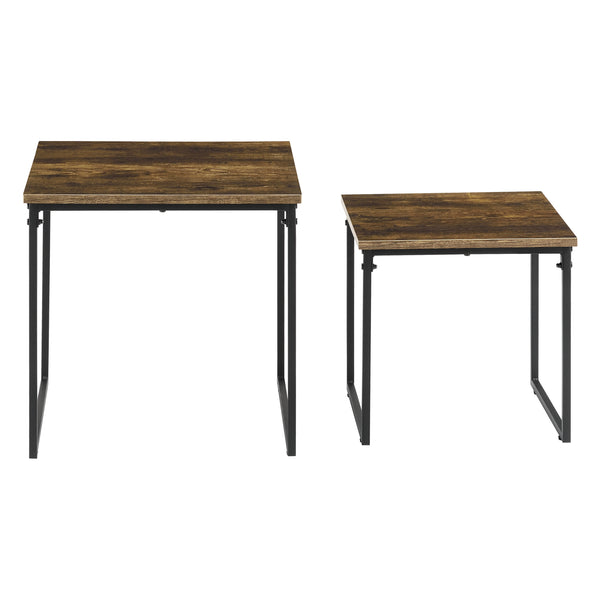 Set di 2 Tavolini Sovrapponibili Töreboda a Forma di Cubo - Color Legno Scuro/Nero [en.casa]