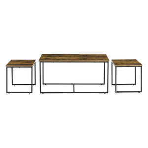 Set di 3 Tavolini da Salotto Haparanda Forma di Cubo/Rettangolare - Color Legno Scuro/Nero [en.casa]