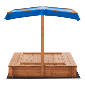 Sabbiera Kellenhusen in Legno con Panchine Integrate e Tettuccio Parasole - Sabbiera Chiudibile [en.casa]