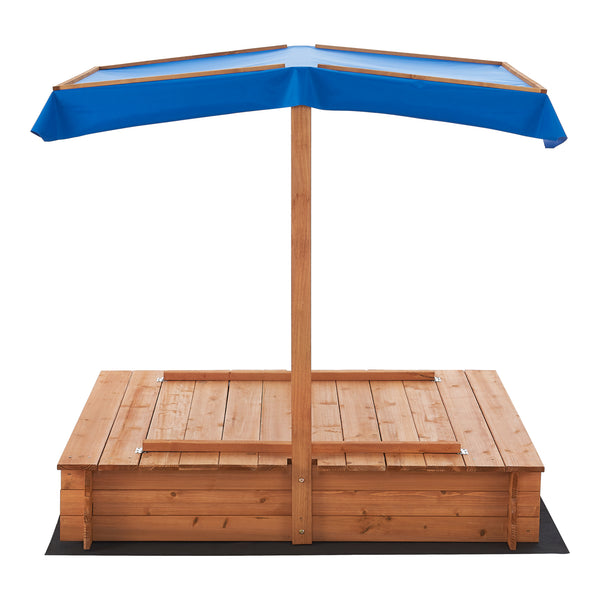 Sabbiera Kellenhusen in Legno con Panchine Integrate e Tettuccio Parasole - Sabbiera Chiudibile [en.casa]