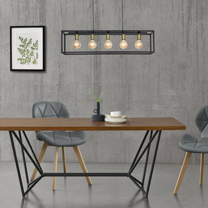 Lampada a sospensione Rouen 5 x E27 Nero / Colore ottone lux.pro