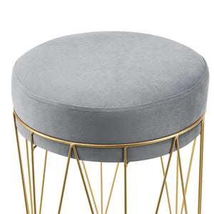 Sgabello basso 'Melsele' con Seduta Imbottita - Grigio [en.casa]