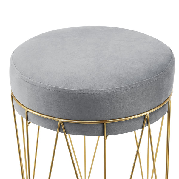 Sgabello basso 'Melsele' con Seduta Imbottita - Grigio [en.casa]