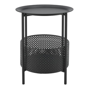 Tavolino laterale Kruibeke 46x35cm con cestino Nero [en.casa]