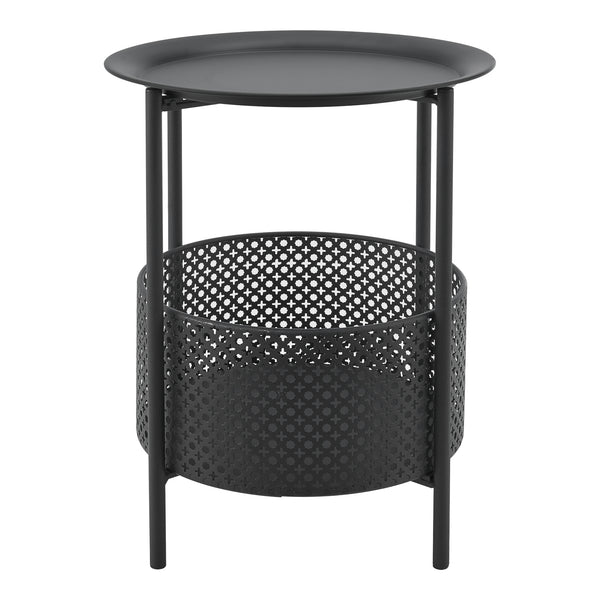 Tavolino laterale Kruibeke 46x35cm con cestino Nero [en.casa]