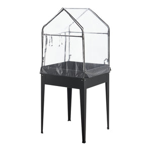 Aiola rialzata con serra Katwijk 60x60x152cm Acciaio Antracite [en.casa]