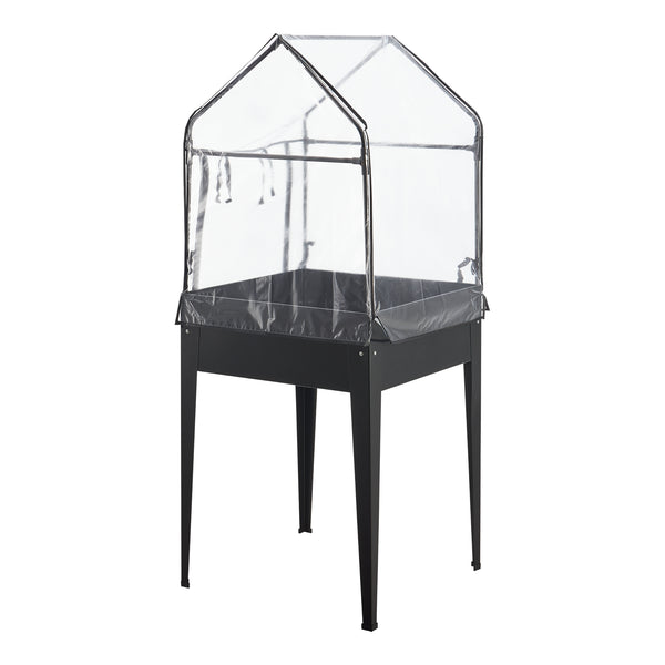 Aiola rialzata con serra Katwijk 60x60x152cm Acciaio Antracite [en.casa]