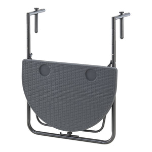 Tavolo da balcone sospeso Cicala 84x60x64 cm Semicircolare Acciaio Grigio scuro [en.casa]