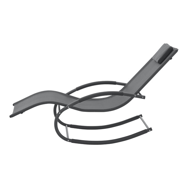 Lettino Prendisole a Dondolo Tarent'con Poggiatesta Rimovibile - Grigio Scuro [en.casa]
