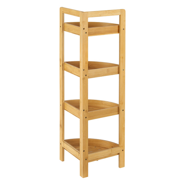 Mensola da bagno in bambù Lestijärvi Angolare con 4 ripiani 80x23x23cm [en.casa]