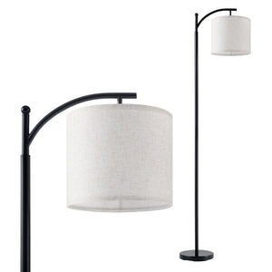 Lampada da Terra 'Coventry' Piantana in Metallo Nero con Paralume in Tessuto Beige [lux.pro]