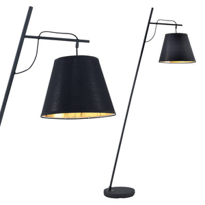 Lampada da Terra 'Nottingham' Piantana Pendente in Metallo con Paralume in Tessuto - Nero [lux.pro]
