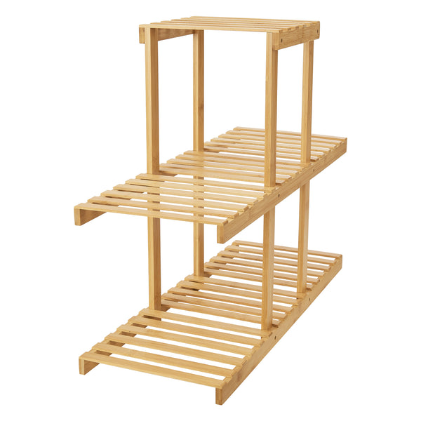 Scaffale Portapiante 'Halsua' a 3 Ripiani - Organizzatore Domestico Multiuso in Bambù [en.casa] 