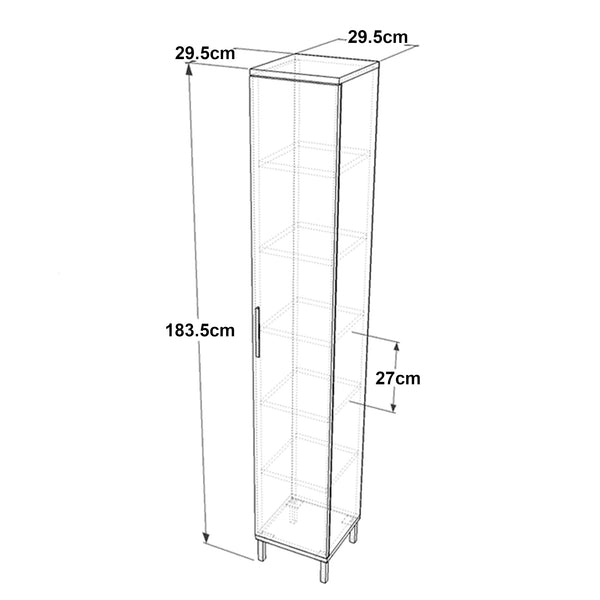 Colonna Lieto con 6 ripiani 183,5 x 29,5 x 29,5 cm quercia grigia [en.casa]