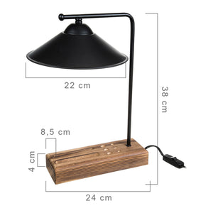 Lampada da tavolo Folkestone E27 Legno massiccio Metallo Nero / Legno [lux.pro]