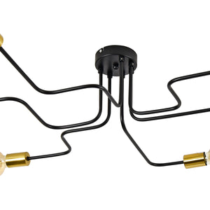 Plafoniera Carlisle Industrial 6 x E27 Nero/Ottone [lux.pro]