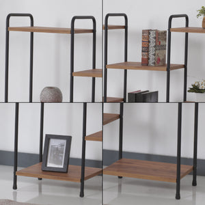 Libreria Birkerød con 8 ripiani 100 x 110 x 30 cm Nero / Effetto noce [en.casa]