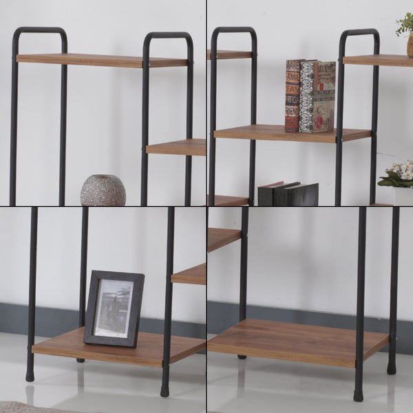 Libreria Birkerød con 8 ripiani 100 x 110 x 30 cm Nero / Effetto noce [en.casa]