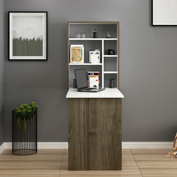 Tavolo pieghevole Greve Bianco / effetto noce [en.casa]