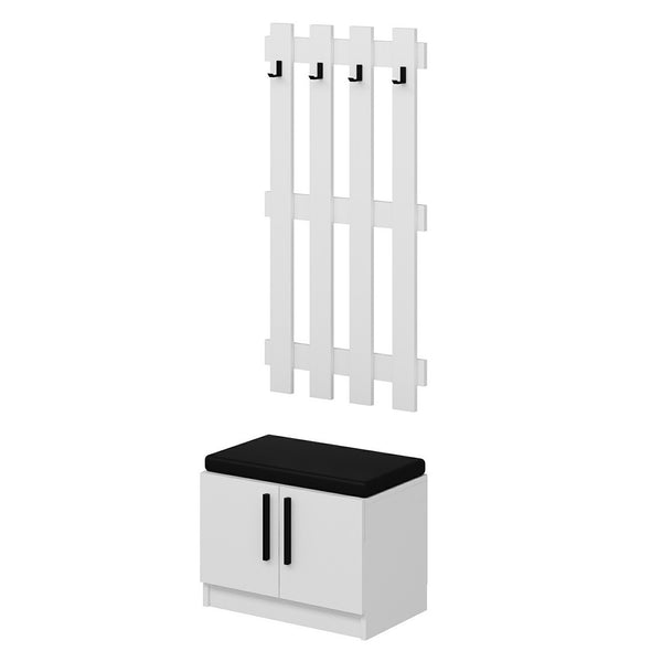 Pannello appendiabiti con panca porta scarpe Farum Bianco [en.casa]