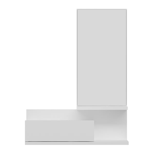 Mensola da parete con specchio e cassetto Gundsø Bianco [en.casa]