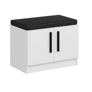 Panca porta scarpe Fjends con 2 ante e 3 ripiani Bianco [en.casa]