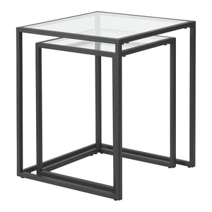 Set di 2 Tavolini Bassi 'Holstebro' Sovrapponibili - Piano Quadrato in Vetro Temperato [en.casa] 