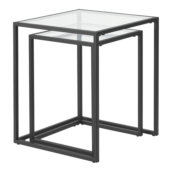 Set di 2 Tavolini Bassi 'Holstebro' Sovrapponibili - Piano Quadrato in Vetro Temperato [en.casa] 