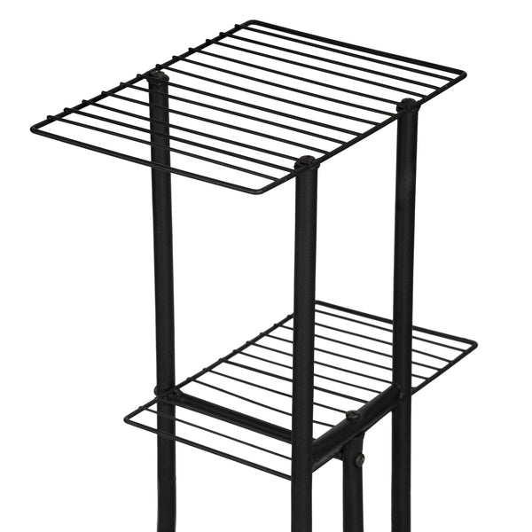 Scaffale Portapiante 'Beek' Mobile Espositore con Ripiani a Rete Organizzatore in Metallo per Vasi e Piante Portafiori - Nero [en.casa]