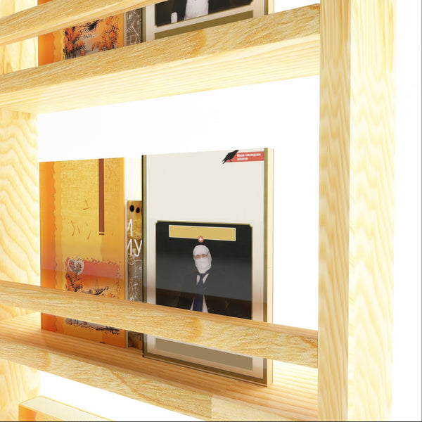 Scaffale da Parete Miehikkälä a 4 Ripiani con Barra Anticaduta 100 x 44 x 9 cm Legno di Pino Naturale [en.casa] 