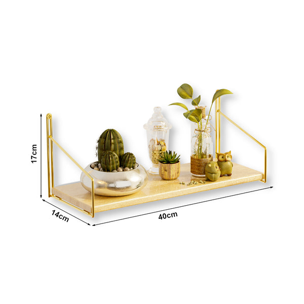 Mensola da parete Muurame 40x14x17 cm color oro [en.casa]