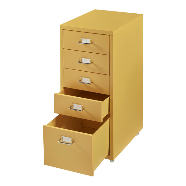 Cassettiera Kökar in Acciaio Mobile Archivio con 5 Cassetti e Rotelle - Vari Colori [en.casa] 