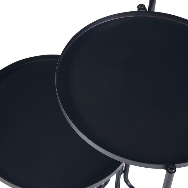 Portavasi Ostre Portafiori a 3 Livelli con Sottovasi Rotondi - Metallo Nero [en.casa] 