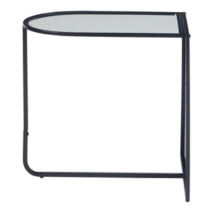 Tavolino Ulvik 50x50x35cm in metallo e vetro nero [en.casa]