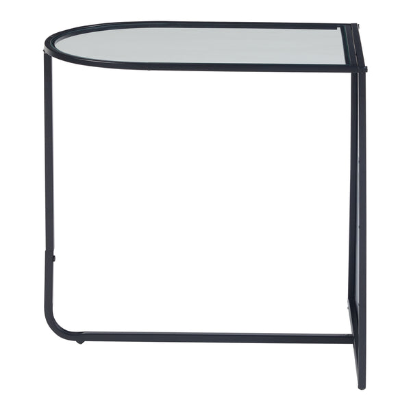 Tavolino Ulvik 50x50x35cm in metallo e vetro nero [en.casa]