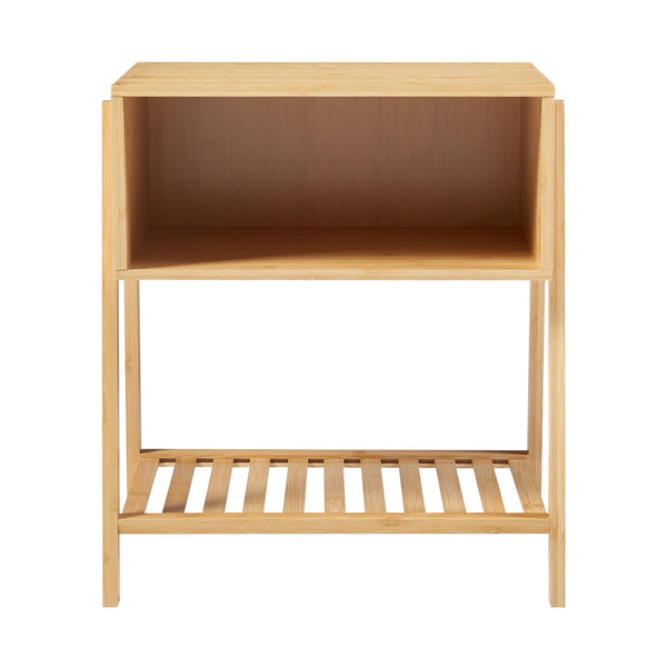 Comodino Håbo in Bambù Naturale con Scomparto e Piano a Griglia [en.casa] 