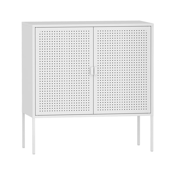 Sideboard Castelli 82,5 x 80 x 40 cm Bianco Acciaio [en.casa]