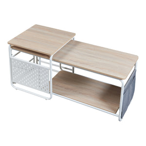 Tavolino TV Dyrøy con tavolino laterale Bianco/Quercia [en.casa]