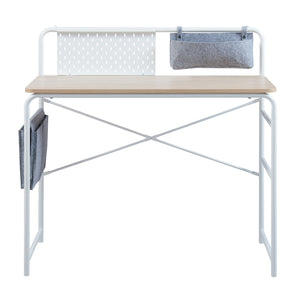 Scrivania Dyrøy 98x98x46cm Bianco/Quercia [en.casa]