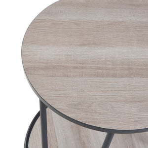 Tavolino laterale Ylöjärvi con 2 ripiani Nero/effetto quercia [en.casa]