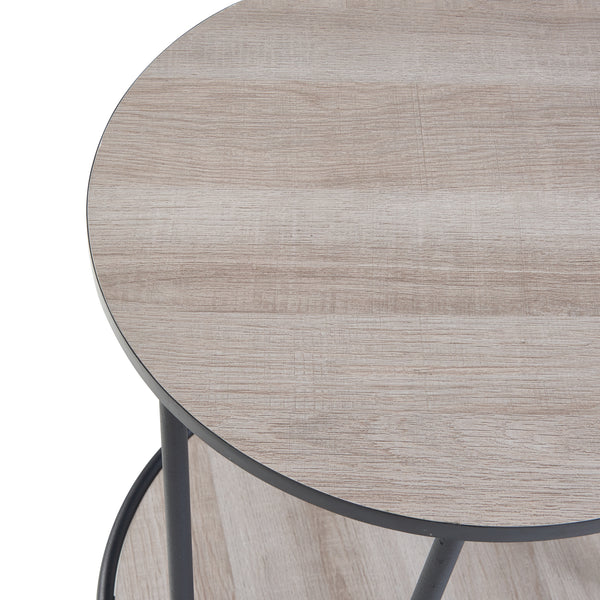 Tavolino laterale Ylöjärvi con 2 ripiani Nero/effetto quercia [en.casa]