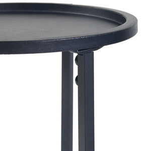 Set Nesodden di 3 Consolle Portavasi con Piano Rotondo Dimensioni Diverse - Metallo Nero [en.casa]