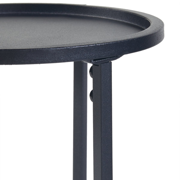 Set Nesodden di 3 Consolle Portavasi con Piano Rotondo Dimensioni Diverse - Metallo Nero [en.casa]