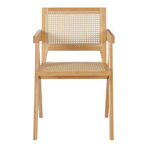 Sedia da Sala Pranzo Asikkala in Bambù e Plastica Effetto Rattan [en.casa]