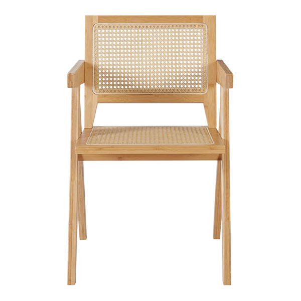 Sedia da Sala Pranzo Asikkala in Bambù e Plastica Effetto Rattan [en.casa]